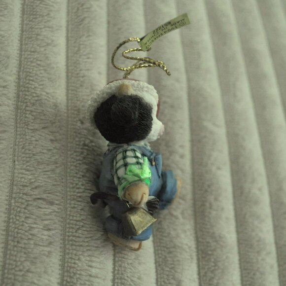 Mary’s Moo Moos Boy Cow w/ Bell Hanging Ornament Enesco Christmas 651222 vintage - Picture 3 of 6